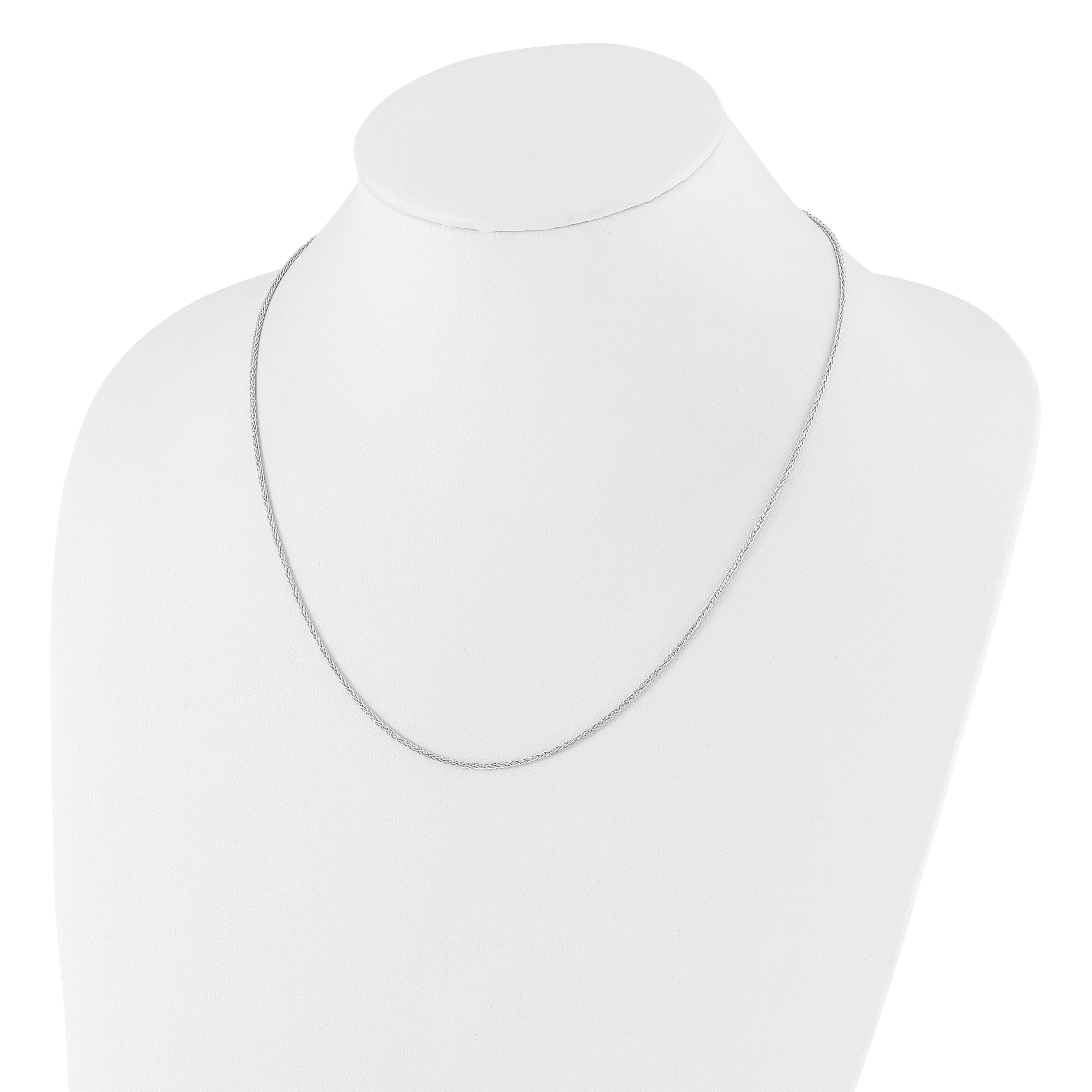 22 Inch 14K White Gold Adjustable 1.5mm Wheat Chain Necklace