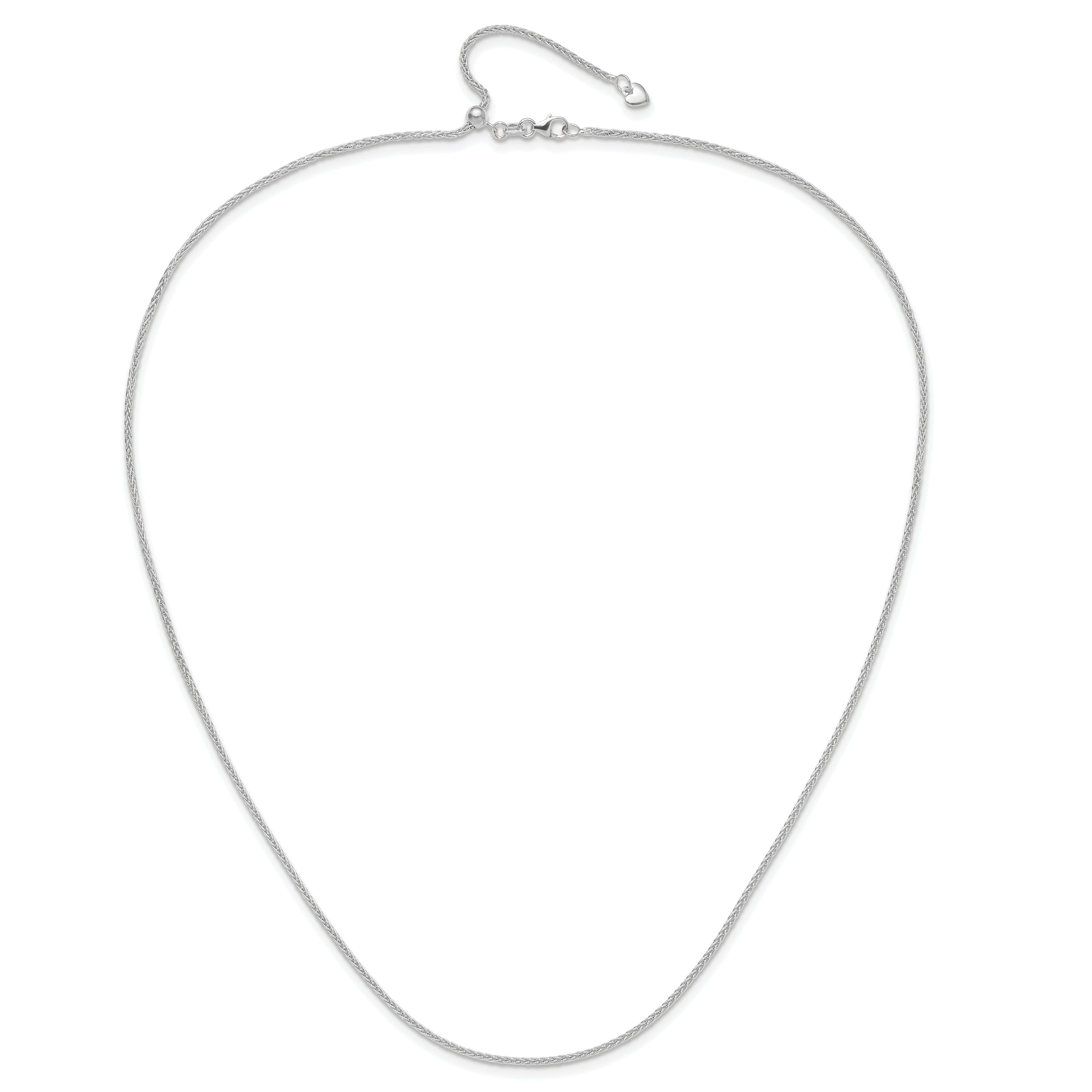 22 Inch 14K White Gold Adjustable 1.5mm Wheat Chain Necklace