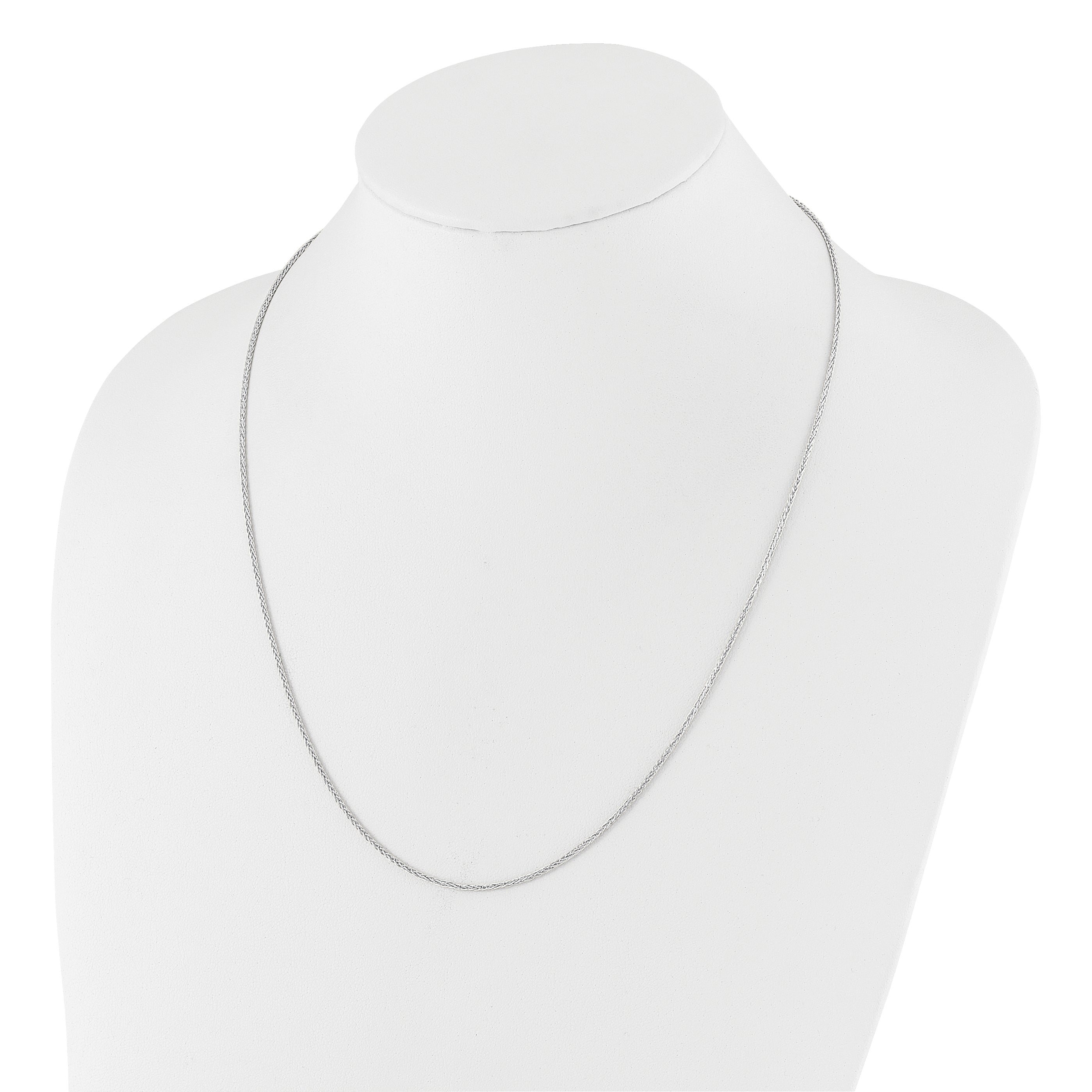 22 Inch 14K White Gold Adjustable 1.5mm Wheat Chain Necklace