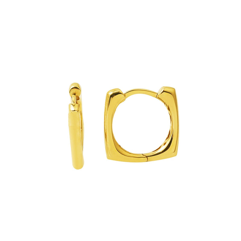 14K Yellow Gold Square Women's Hoop Earrings