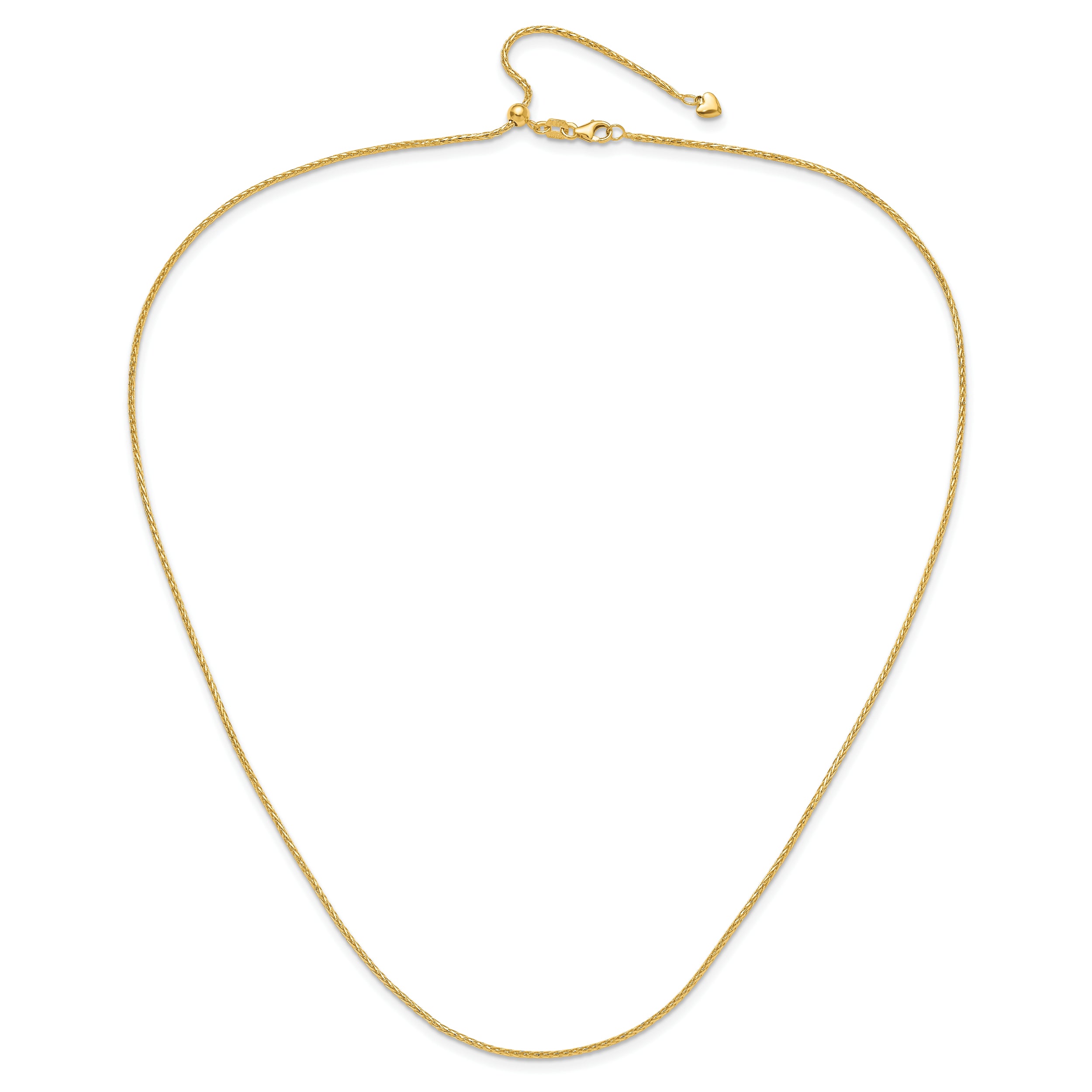 22 Inch 14K Adjustable 1.3mm D/C Wheat Chain Necklace