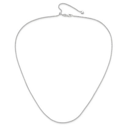 22 Inch 14K White Gold Adjustable 1.3mm D/C Wheat Chain Necklace
