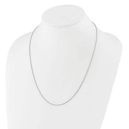 22 Inch 14K White Gold Adjustable 1.3mm D/C Wheat Chain Necklace