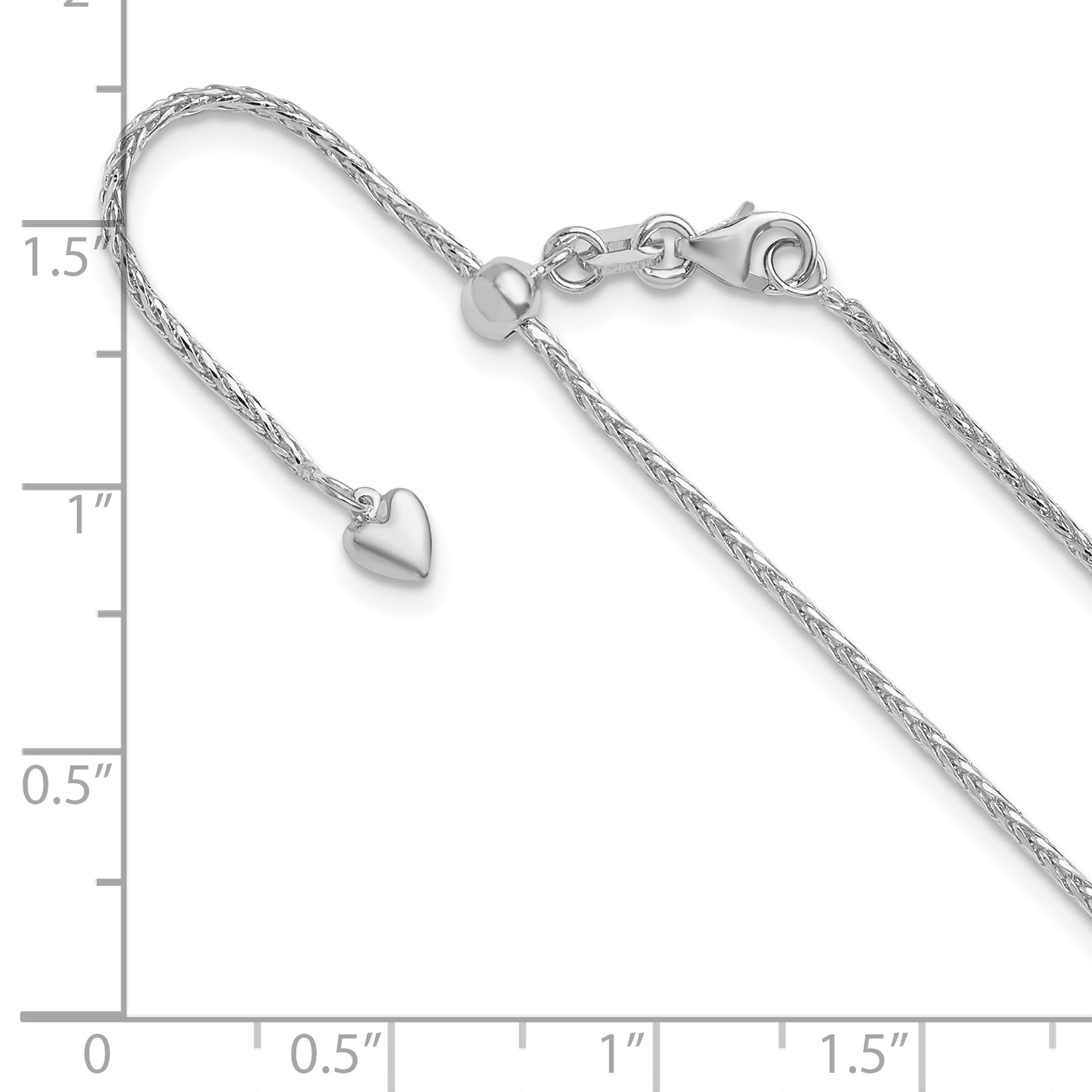22 Inch 14K White Gold Adjustable 1.3mm D/C Wheat Chain Necklace