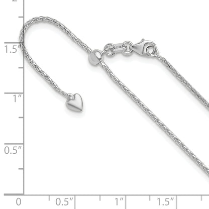 22 Inch 14K White Gold Adjustable 1.3mm D/C Wheat Chain Necklace
