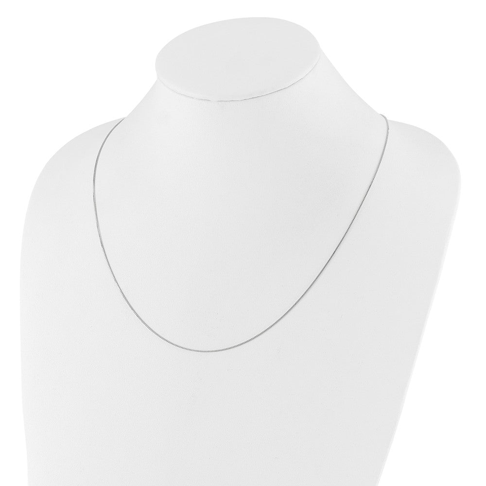 22 Inch 14K White Gold Adjustable .7mm Baby Box Chain Necklace