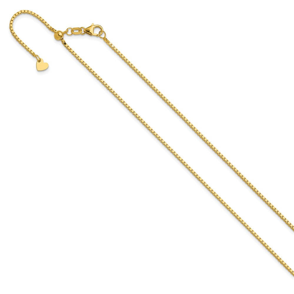 22 Inch 14K Adjustable 1.2mm Box Chain Necklace