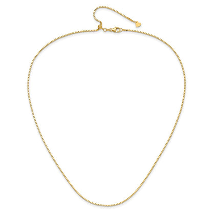 22 Inch 14K Adjustable 1.2mm Box Chain Necklace