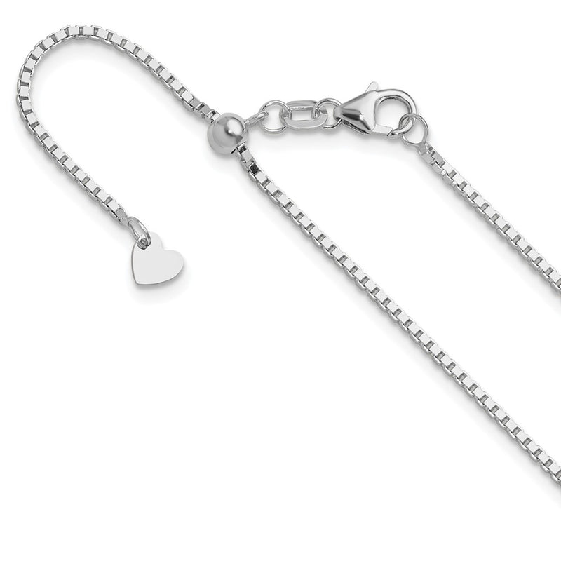 30 Inch 14K White Gold Adjustable 1.2mm Box Chain Necklace