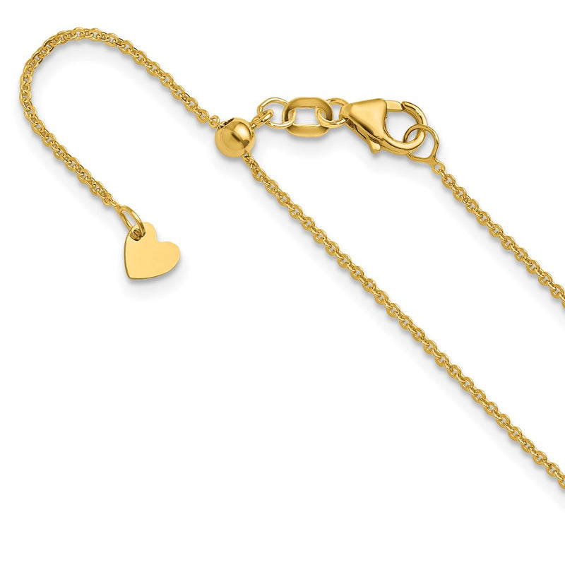 22 Inch 14K Adjustable 1.25mm Flat Cable Chain Necklace