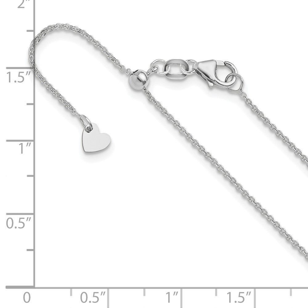 22 Inch 14K White Gold Adjustable 1.25mm Flat Cable Chain Necklace