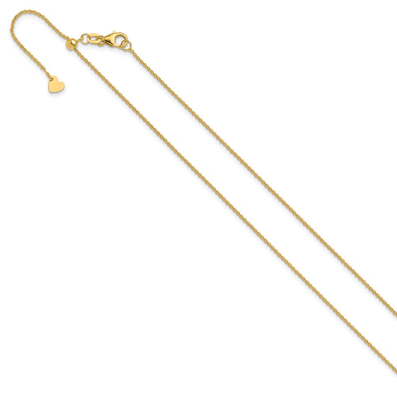 22 Inch 14K Adjustable 1.1mm Round Cable Chain Necklace