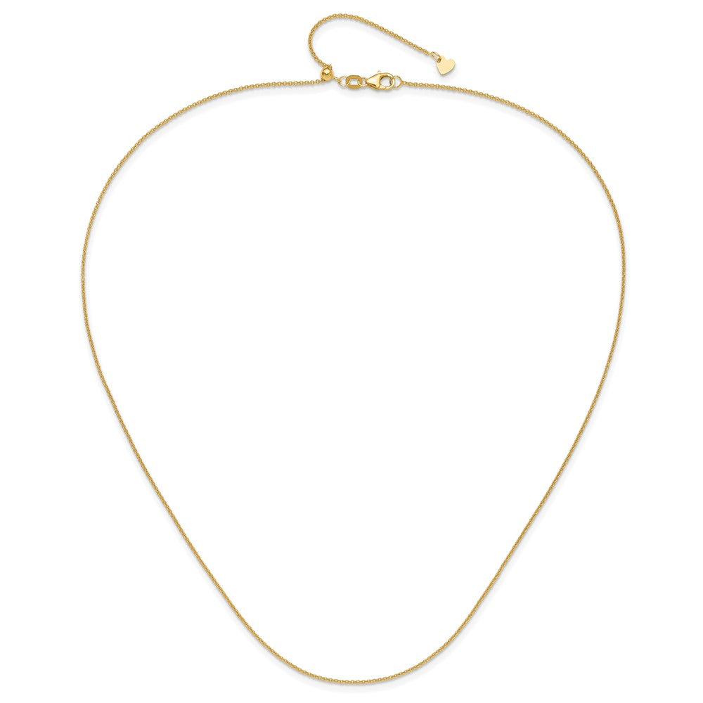 22 Inch 14K Adjustable 1.1mm Round Cable Chain Necklace