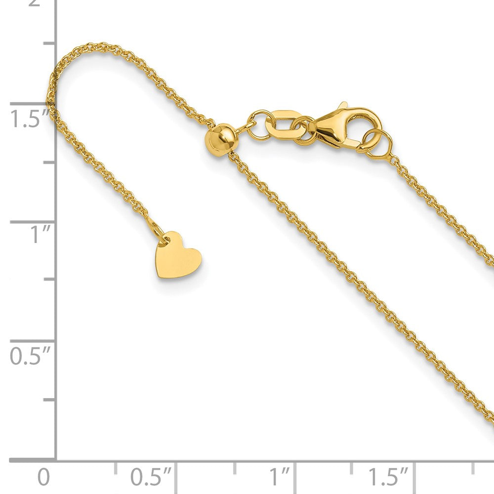 22 Inch 14K Adjustable 1.1mm Round Cable Chain Necklace