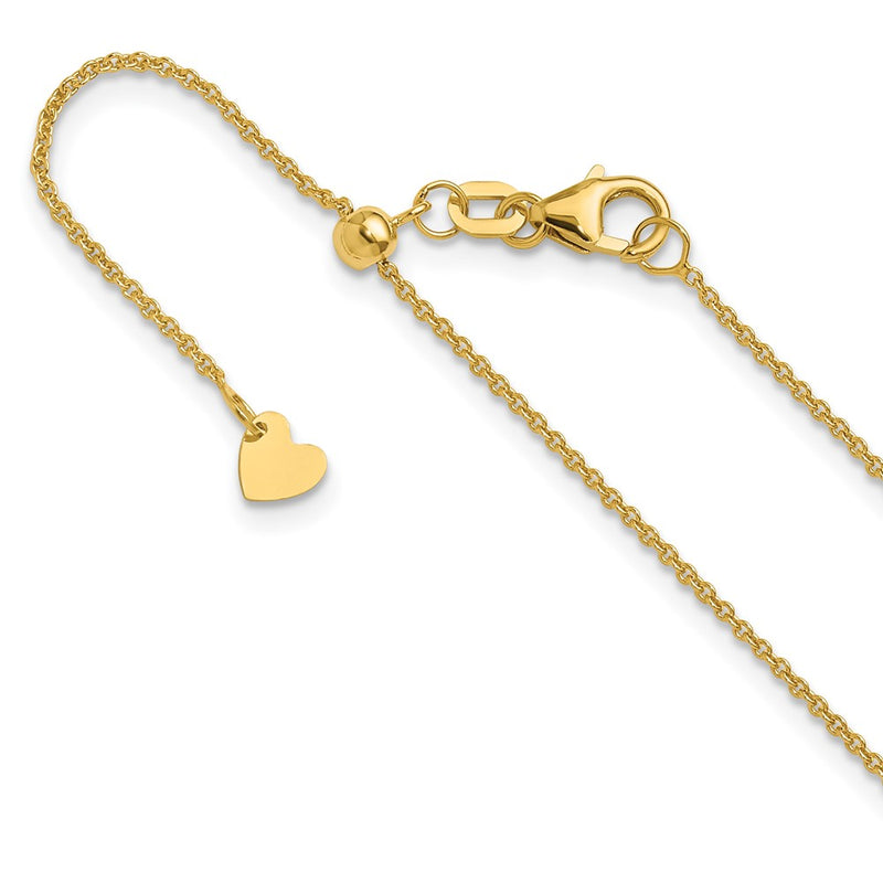 22 Inch 14K Adjustable 1.1mm Round Cable Chain Necklace