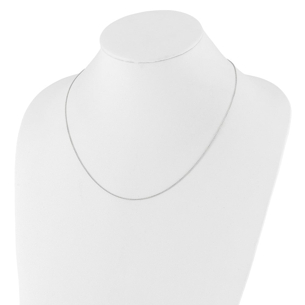 22 Inch 14K White Gold Adjustable 1.1mm Round Cable Chain Necklace