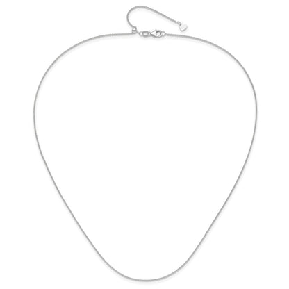 22 Inch 14K White Gold Adjustable 1.1mm Round Cable Chain Necklace