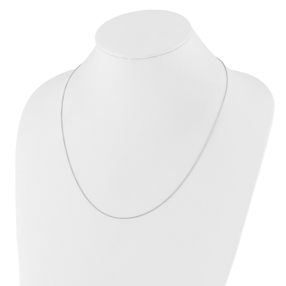30 Inch 14K White Gold Adjustable 1.1mm Round Cable Chain Necklace