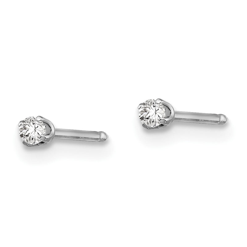 14K White Gold Inverness 2mm Cz Post Earrings