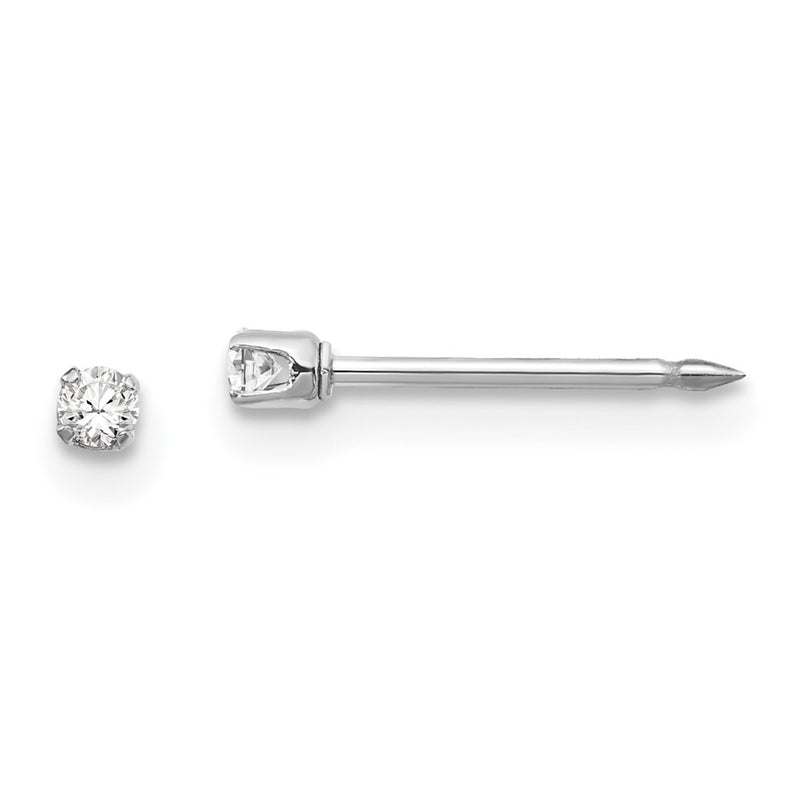 14K White Gold Inverness 2mm Cz Post Earrings
