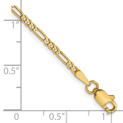 9 Inch 14K 1.8mm Flat Figaro Chain Anklet