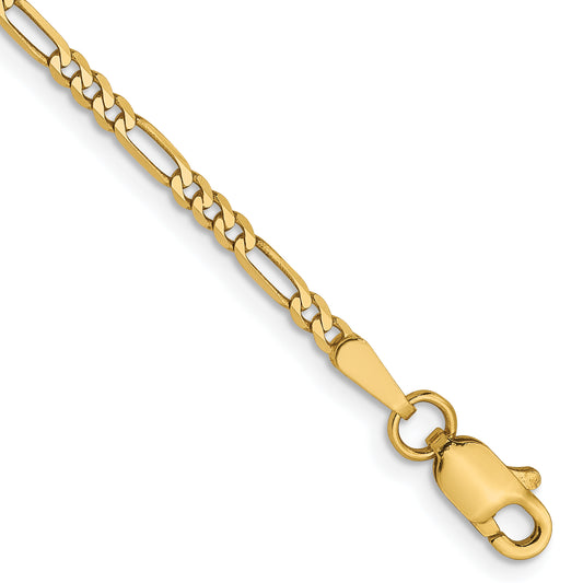 7 Inch 14K 1.8mm Flat Figaro Chain