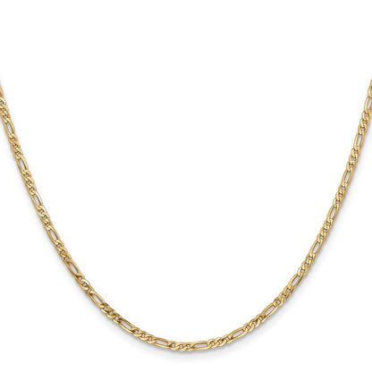 24 Inch 14K 2.25mm Flat Figaro Chain Necklace