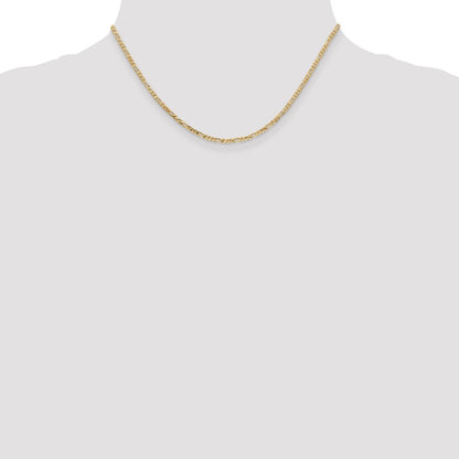 16 Inch 14K 2.25mm Flat Figaro Chain Necklace