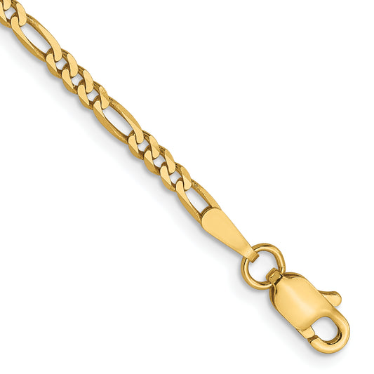 7 Inch 14K 2.25mm Flat Figaro Chain