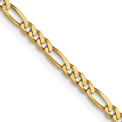 24 Inch 14K 2.25mm Flat Figaro Chain Necklace
