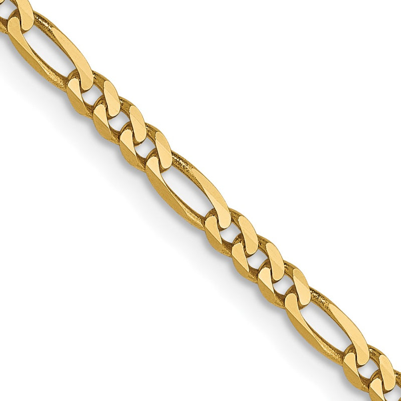 24 Inch 14K 2.25mm Flat Figaro Chain Necklace