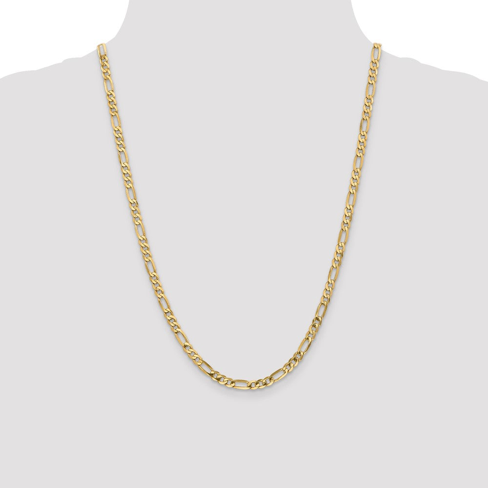 24 Inch 14K 5mm Flat Figaro Chain Necklace