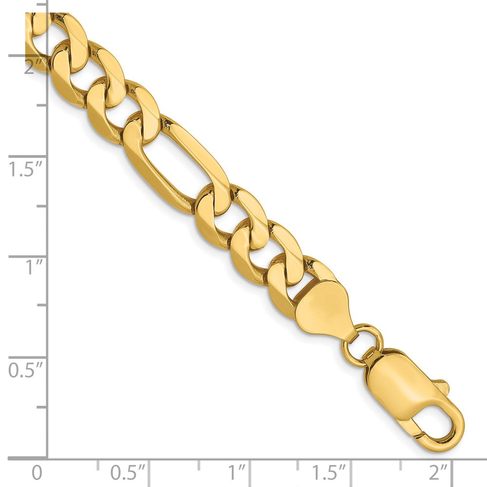 8 Inch 14K 7.5mm Flat Figaro Chain Bracelet