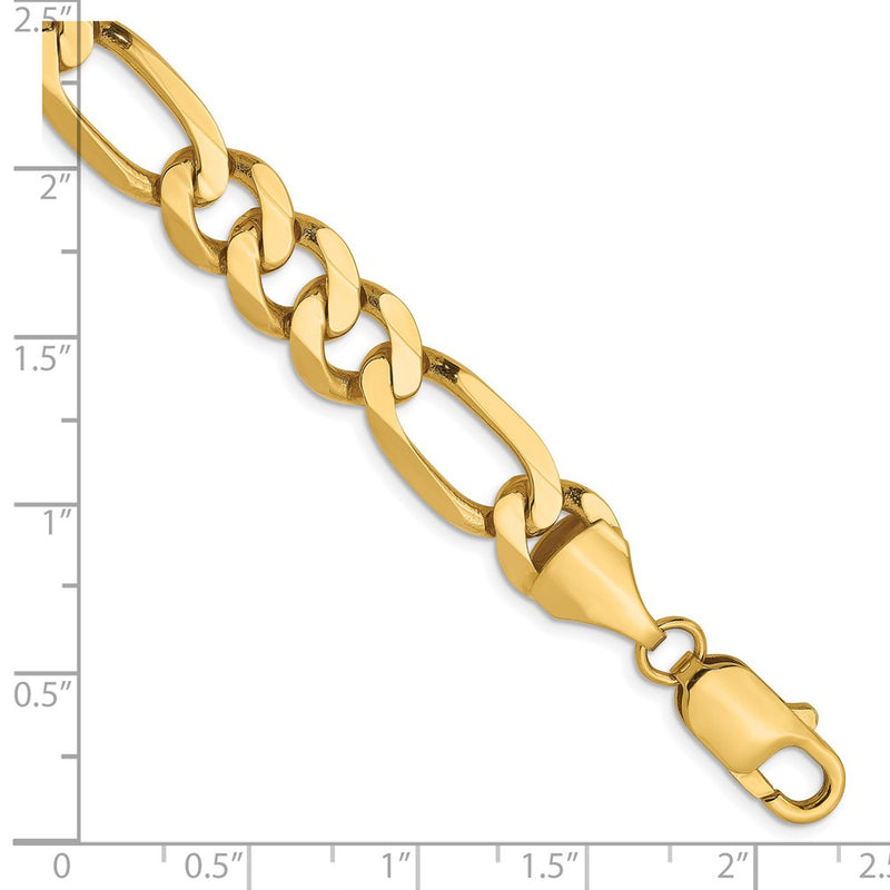 8 Inch 14K 8.75mm Flat Figaro Chain Bracelet