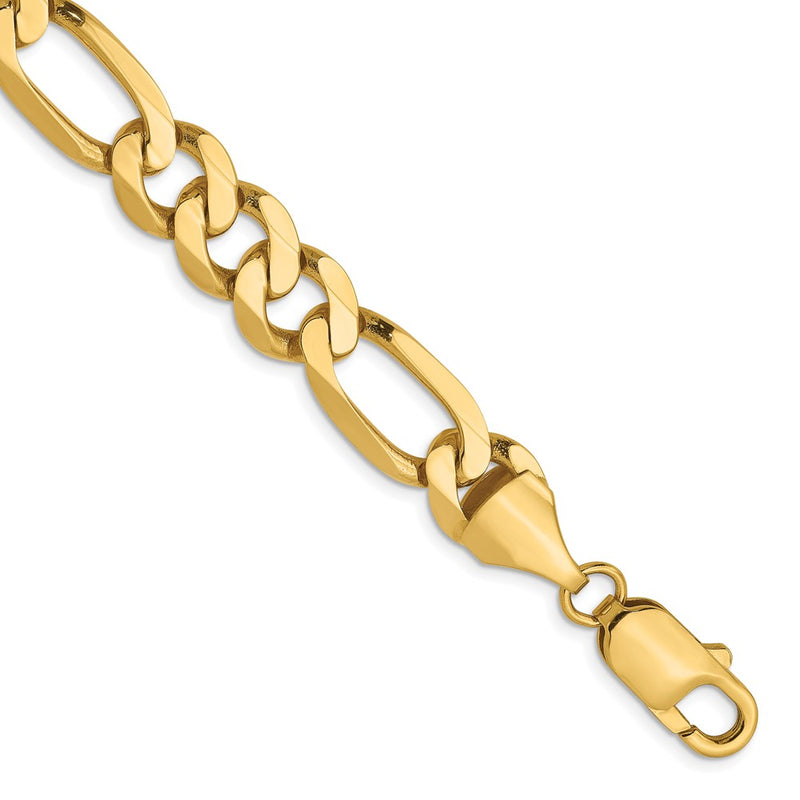 9 Inch 14K 8.75mm Flat Figaro Chain Bracelet