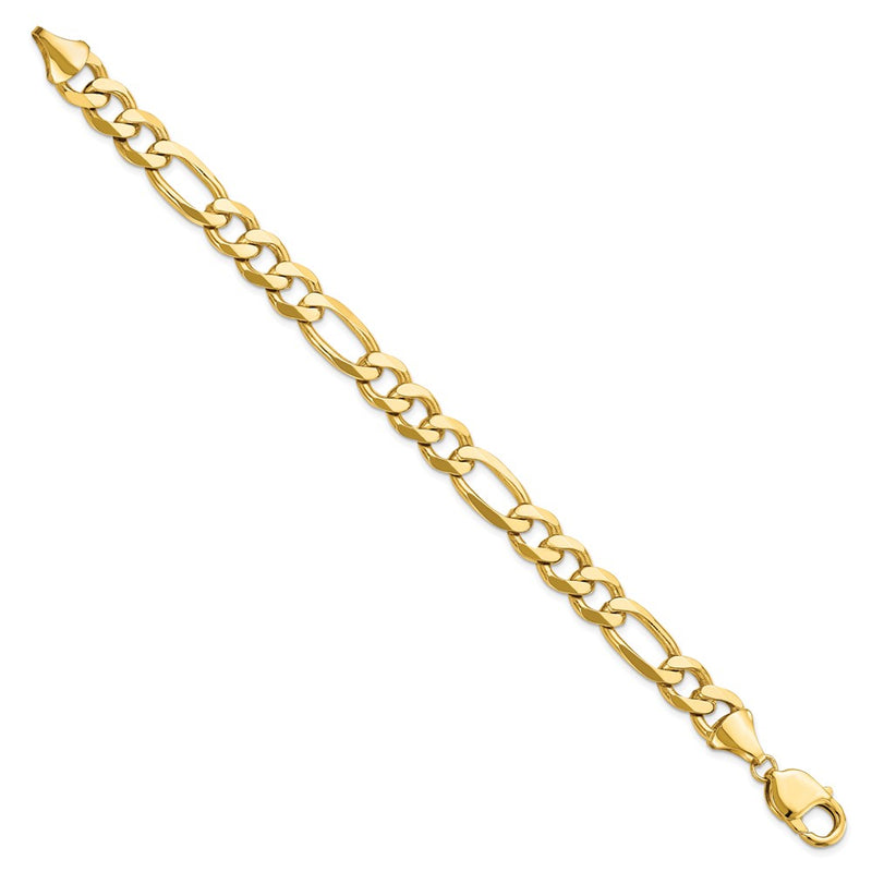 9 Inch 14K 10mm Flat Figaro Chain Bracelet