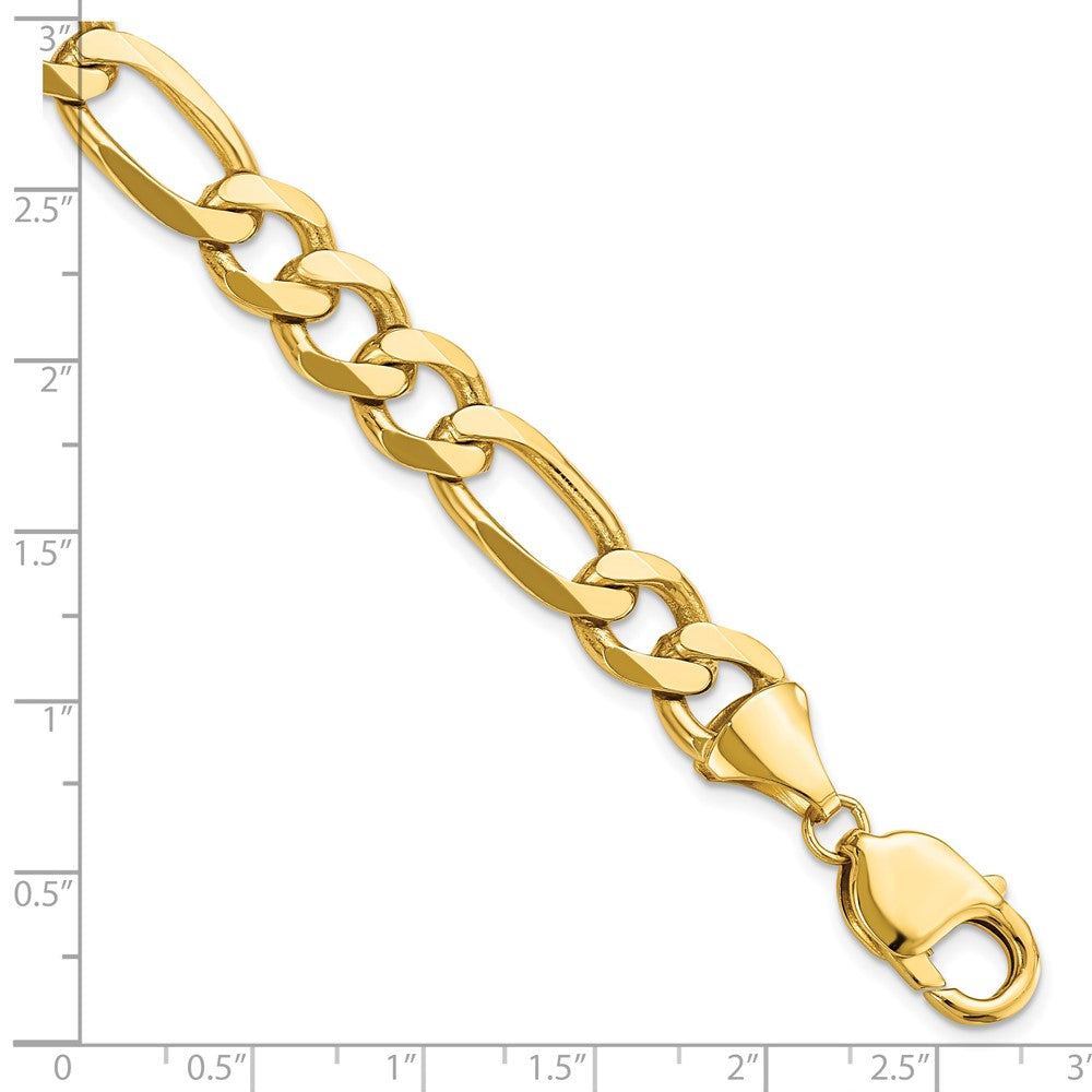 9 Inch 14K 10mm Flat Figaro Chain Bracelet