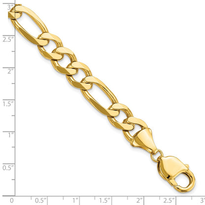 9 Inch 14K 10mm Flat Figaro Chain Bracelet