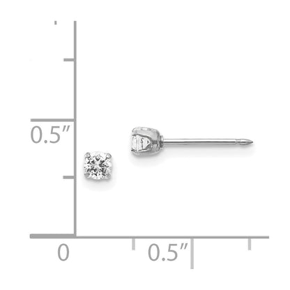 14K White Gold Inverness 3mm Cz Post Earrings