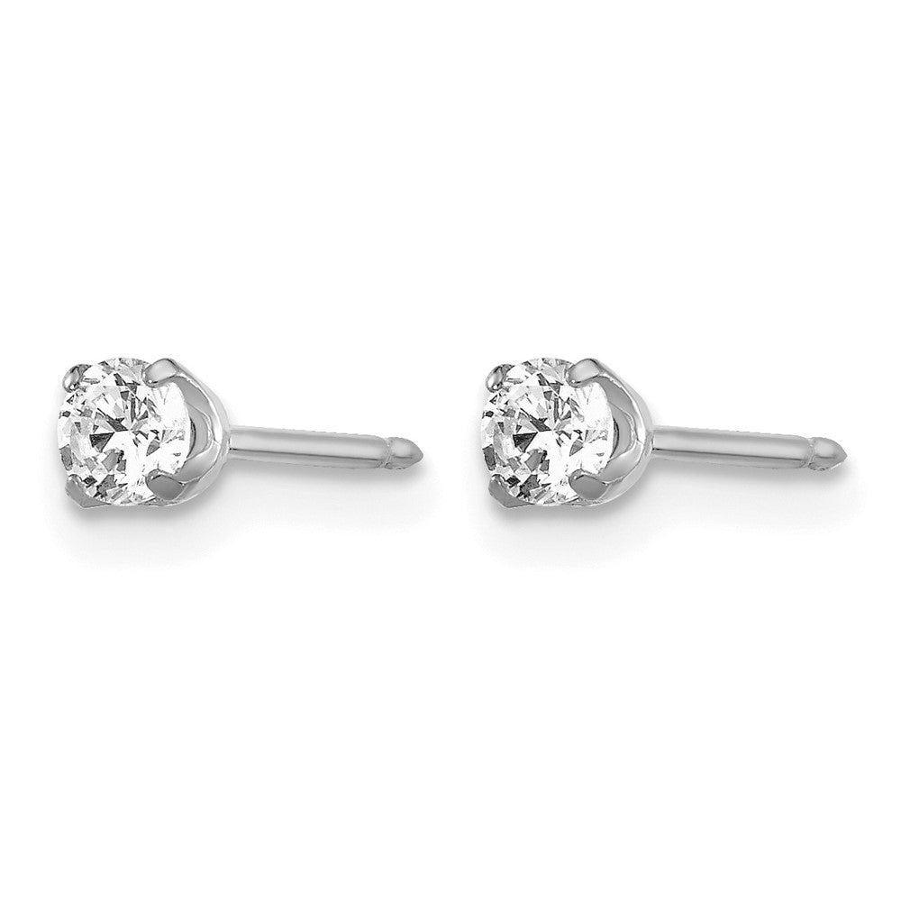 14K White Gold 3mm CZ Stud Short Post Earrings