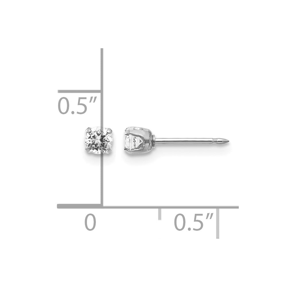 14K White Gold 3mm CZ Stud Short Post Earrings