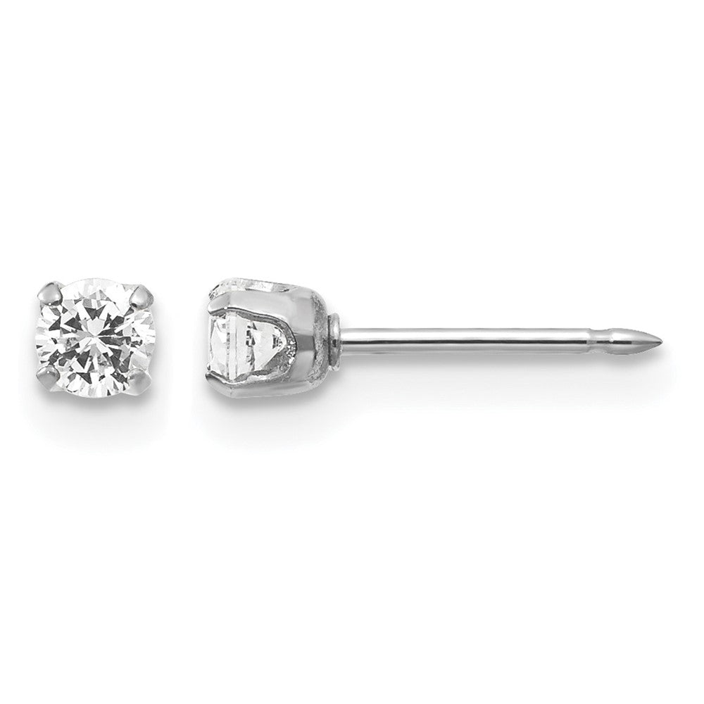 14K White Gold 3mm CZ Stud Short Post Earrings