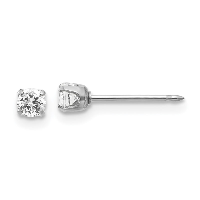 14K White Gold Inverness 3mm Cz Post Earrings