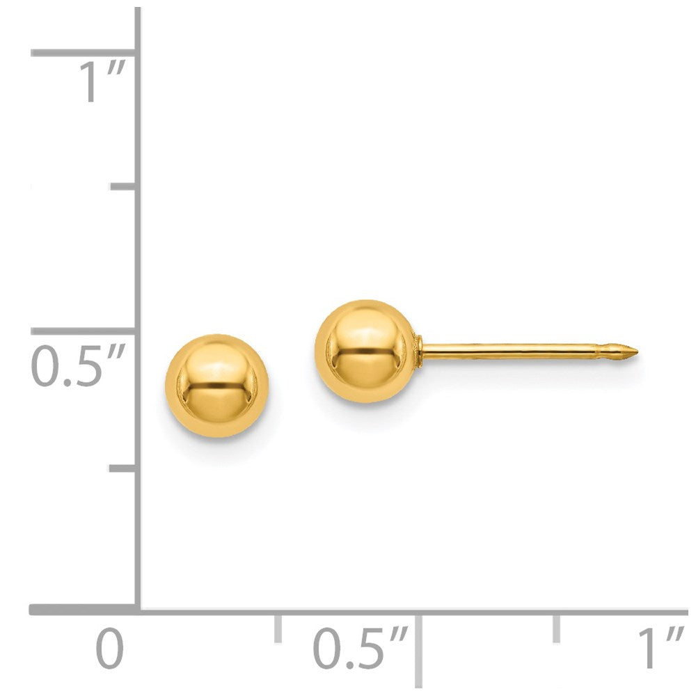Stainless Steel Inverness 24K Gold-Plated 5mm Ball Post Earrings
