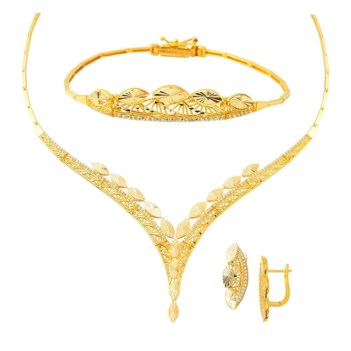 22K Yellow Gold Eye Jewelry Set