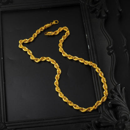 14K Yellow Gold Twisted Chain Necklace 65 cm
