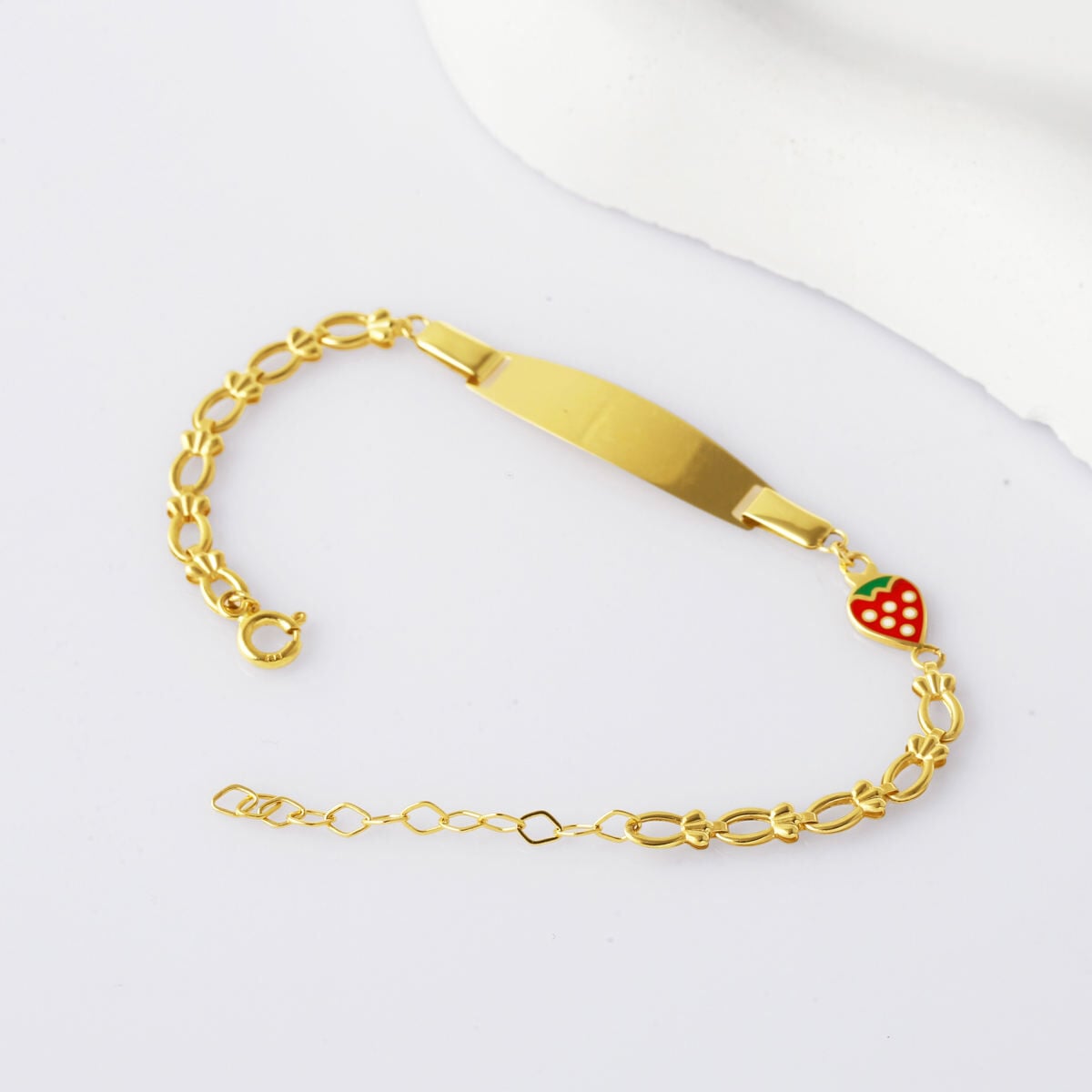 14K Yellow Gold Personalized Name Children's Enamel ID Bracelet