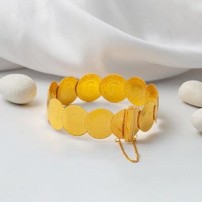 22K Yellow Gold 13 Quarter Coin Hinged Cuff Bangle