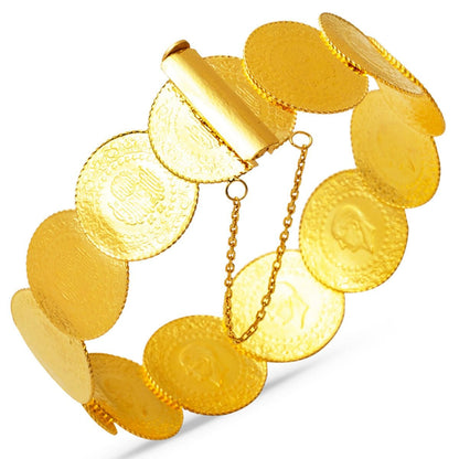 22K Yellow Gold 13 Quarter Coin Hinged Cuff Bangle
