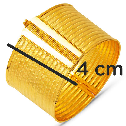 14K Yellow Gold 13 Row Mesh Hinged Cuff Bangle (41 g)